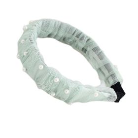 Womens Beaded Hair Band Mesh Wide Lace Headband Hair Accessories Headwear Hair Loop,Green