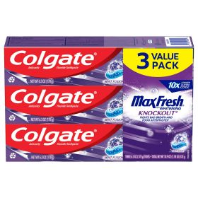 Colgate Max Fresh Knockout Toothpaste;  Mint Fusion;  3 Pack;  6.3 oz Tubes