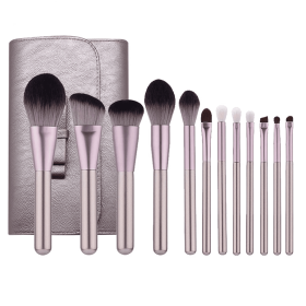 12Pcs Makeup Brushes Face Lip Eyebrows powder brush+Professional makeup Bag