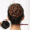 Elegant Hair Disk Chignon Updo Hairpieces With Rhinestone Hair Bun Extensions Claw, Brown