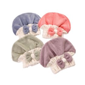 2 Pcs Microfiber Hair Towel Cap; Soft Absorbent Quick Drying Cap for Curly Thick Hair (Color: green purple)