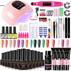 Nail Set With Nail Lamp Nail Dryer Nail Drill Machine Manicure Set Kit Soak-off Nail Art Tool Set Poly UVGel Nail Gel Polish Set (Type: LH21-01)