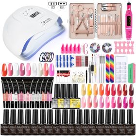 Nail Set Gel Nail Polish Set With UV LED Lamp Dryer Semi Permanent Gel Varnish Set Professional Nail Art Tools Kit Manicure Set (Type: ZH282-3)