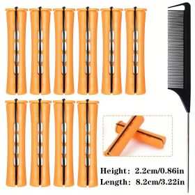 10pcs Professional Hair Perm Rods with Comb and Elastic Rubber Bands - Short Curlers for Perfect Hair Styling and Hairdressing (Color: Orange/10pcs/0.86in)