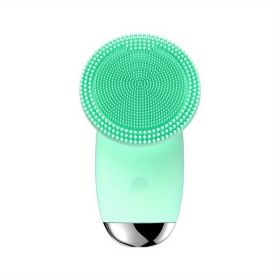 CONESN Electric Facial Cleansing Brush,Silicone Facial Cleansing Brush, Electric Silicone Face Brush, Sonic Facial Cleansing Brush For Makeup Remover (material: ABS+Silicone, Color: Green)