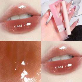 Crystal Glossy Lip Glaze Mirror Cute Bear Lip Gloss Waterproof Transparent Nude Liquid Lipstick Lip Girls Makeup Korean Makeup (Color: C06)