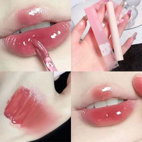 Crystal Glossy Lip Glaze Mirror Cute Bear Lip Gloss Waterproof Transparent Nude Liquid Lipstick Lip Girls Makeup Korean Makeup (Color: C01)