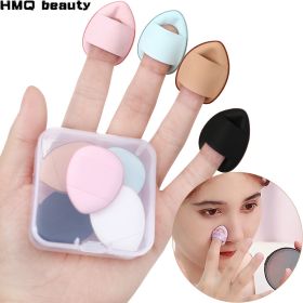 10 Pcs Mini Finger Puff Foundation Powder Detail Makeup Sponge Face Concealer Cream Blend Cosmetic Accessories Makeup Tools (Color: PINK)