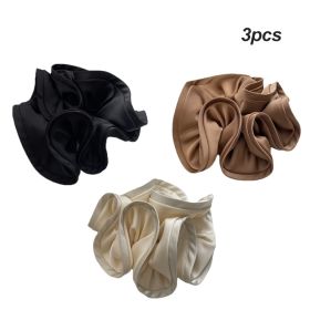 1/2/3pc Silk Oversized Scrunchies Women Elastic Hair Bands Ponytail Holder Rubber Band Elegant Satin Hair Rope Hair Accessory (Color: Black Coffee White)