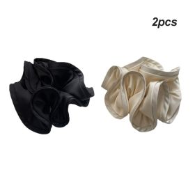 1/2/3pc Silk Oversized Scrunchies Women Elastic Hair Bands Ponytail Holder Rubber Band Elegant Satin Hair Rope Hair Accessory (Color: Black White)