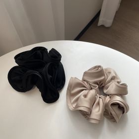 1/2/3pc Silk Oversized Scrunchies Women Elastic Hair Bands Ponytail Holder Rubber Band Elegant Satin Hair Rope Hair Accessory (Color: Black  Champagne)