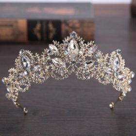 Women's Baroque Crown Crystal Bridal Headdress (Color: Light gold)