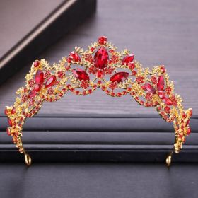 Women's Baroque Crown Crystal Bridal Headdress (Color: Red)