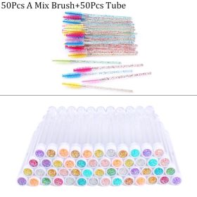 Reusable Eyebrow Brush Tube Disposable Eyelash Brush Eyebrow Brush Replaceable Dust-proof Sparkling Broken Diamond Makeup Brush (Color: A mix and 50pcs)