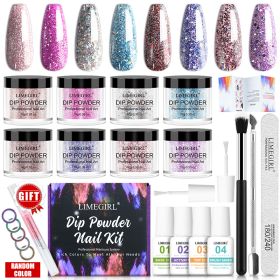 Limegirl Dip Powder Nail Set Art DIY Starter (Color: 8 Color Set 2)