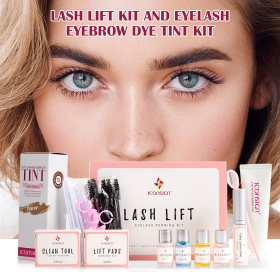 Lash Lift Kit and Upgraded Eyelash Eyebrow Tint Kit Eye Makeup Tools (Color: Lash Lift Kit-Brown)