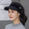 Woman Girl Mink Hair Visor Cap Bee Knitted Autumn Winter Hat Solid Color Elastic Cycling Running Golf Empty Top Cap